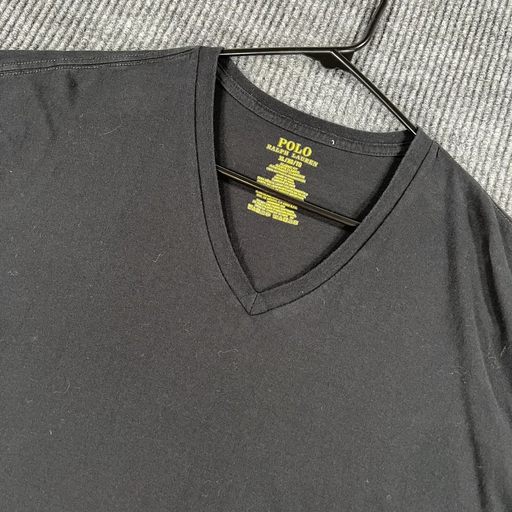 Polo Ralph Lauren Shirt Mens XL Extra Large Black Short Sleeve V Neck Casual
